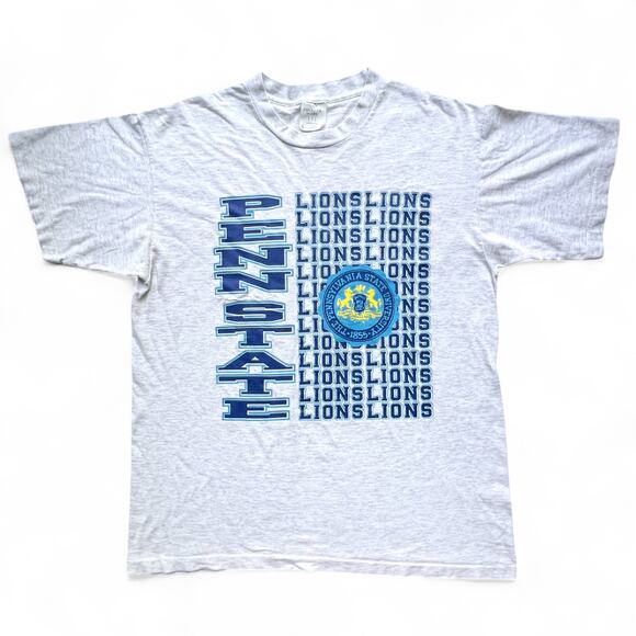 Vintage Penn State University Nittany Lions Spellout Crest T Shirt College NCAA - Picture 1 of 9